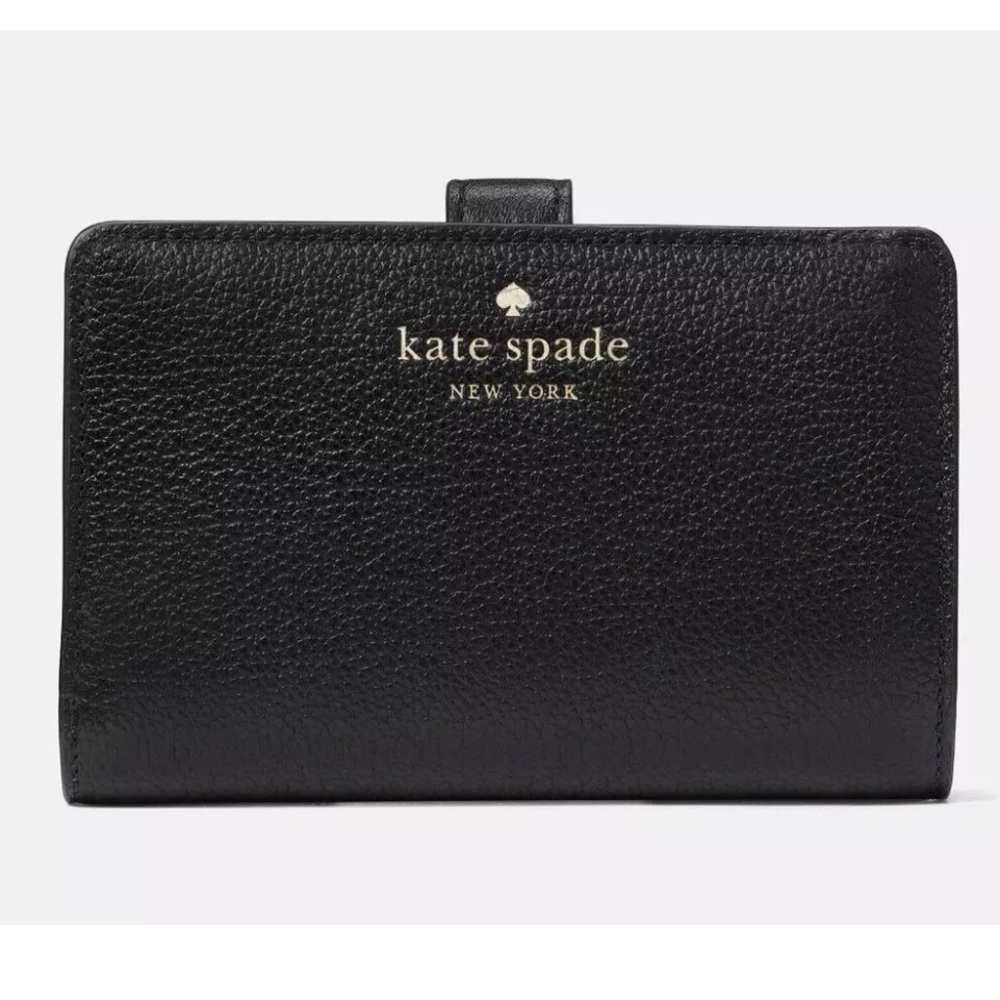 New Kate Spade Elsie Medium Compact Bifold Wallet Leather Black